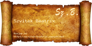 Szvitek Beatrix névjegykártya